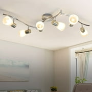 FanhSbrocade Track Ceiling Light Adjustable 6-Light with Glass Shade, Home Decoration Wall Ceiling Light for Kitchen, Dining room, Hallway, E12 Socket, Bulbs Not Included