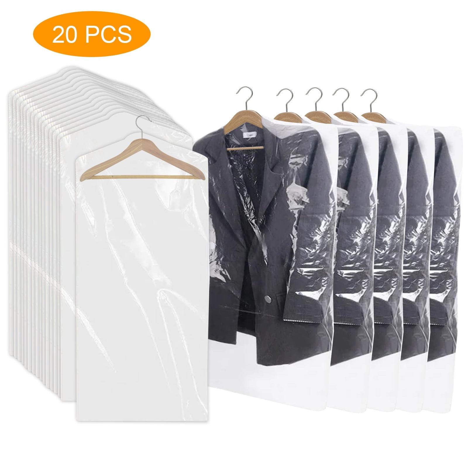 Clear plastic hanging garment bags deals