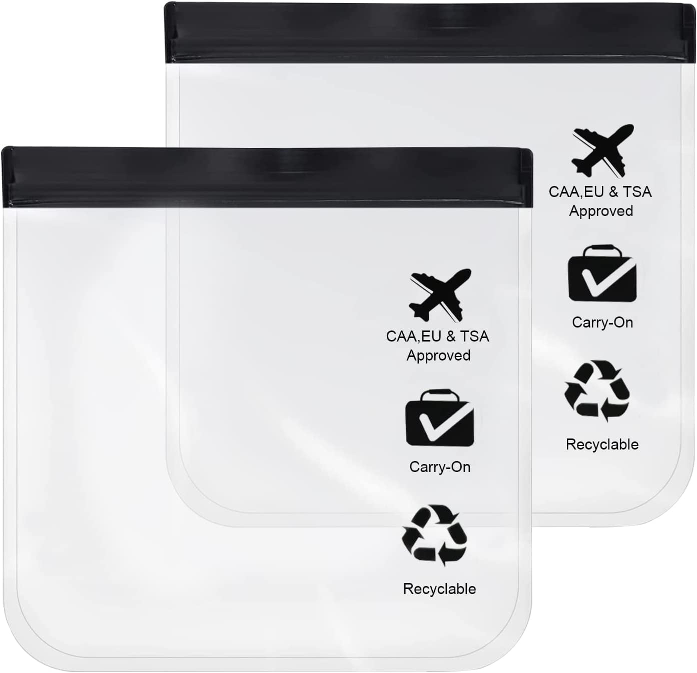 Fanhan 2pcs Clear Toiletry Bag TSA Approved Travel Toiletry Bag,Carry On Clear Bag for Travel,Airport Airline Travel Accessories Compliant Bag,Quart Sized Makeup Cosmetic bag for Women Men