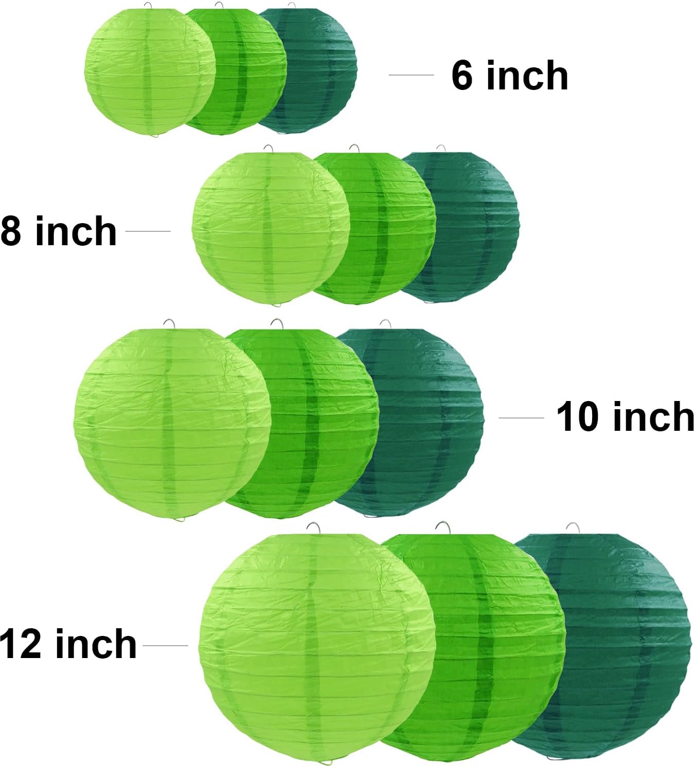 Fanhua-12 Pcs Green Party Paper Lanterns Green Party Supplies Round ...