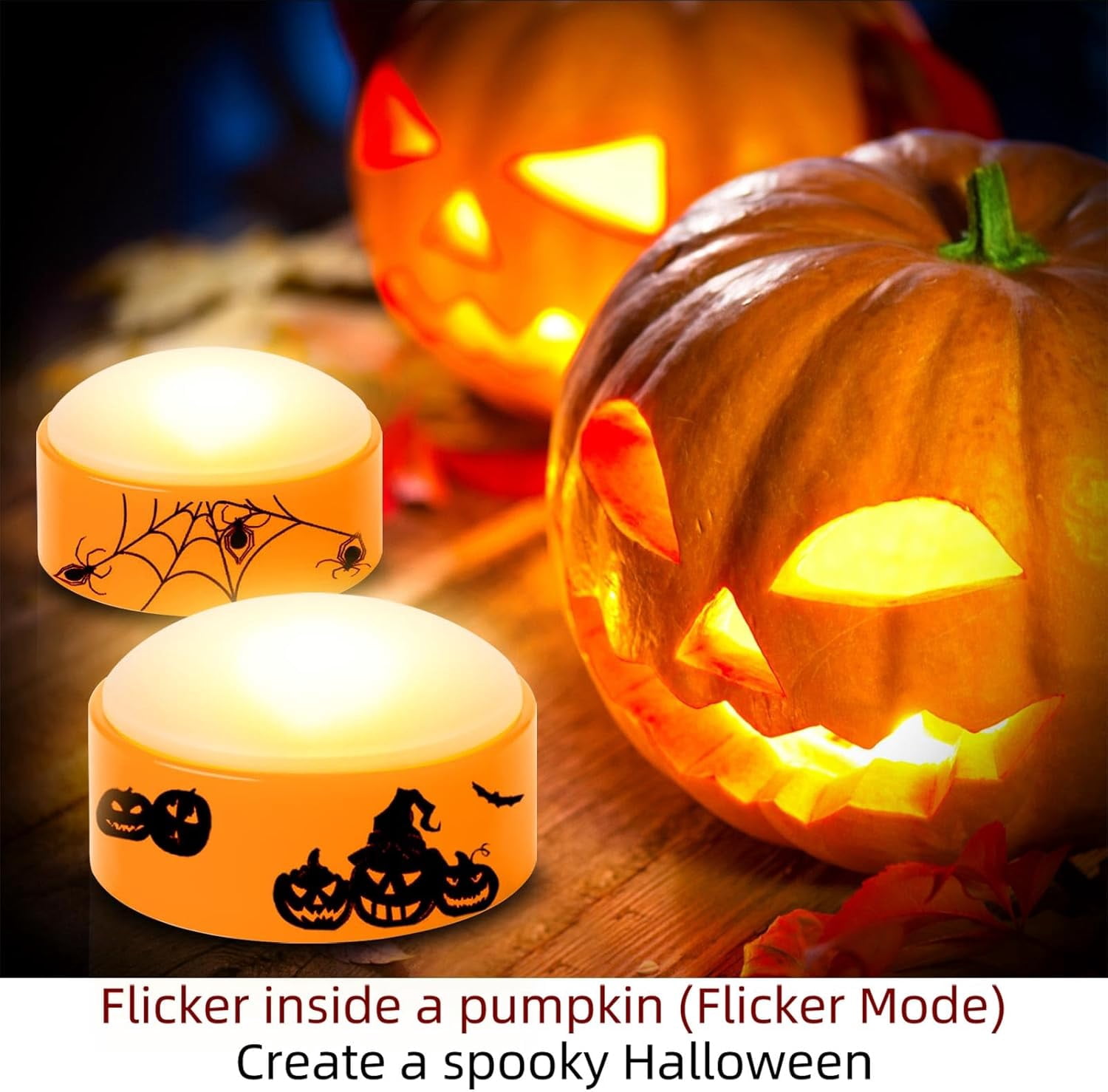 Fanhua-4 PCS Halloween LED Pumpkin Lights with Timer and Remote ...
