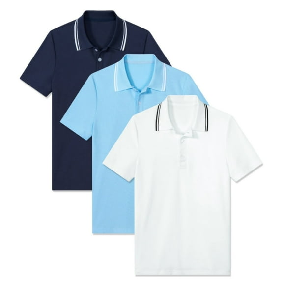 Fanient 3 Pack Boys' Short Sleeve Polo Shirt School Uniform Pique Polo Shirt Athletic Golf Shirt（6-14）