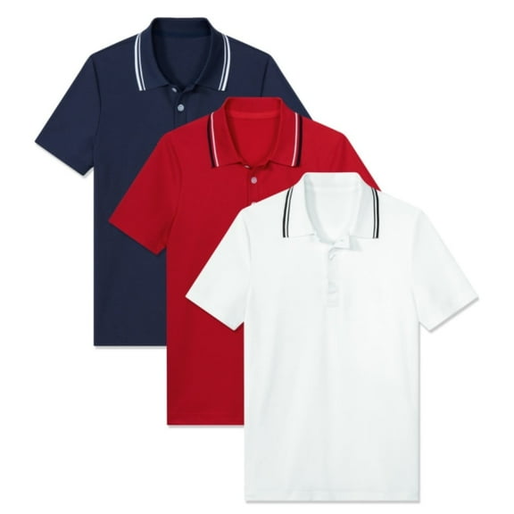 Fanient 3 Pack Boys' Short Sleeve Polo Shirt School Uniform Pique Polo Shirt Athletic Golf Shirt(6-14)