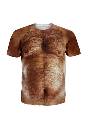 Fanient Hairy Chest for Mens T-Shirts Funny Graphics Crewneck Pattern Short Sleeve Tee Shirts