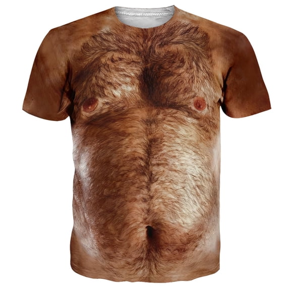 Fanient Hairy Chest for Mens T-Shirts Funny Graphics Crewneck Pattern Short Sleeve Tee Shirts