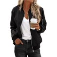 thumbnail image 1 of Fanient Women's Cropped Bomber Jacket Lightweight Casual Zip up Outerwear Long Sleeve Windbreaker with Pockets, 1 of 10