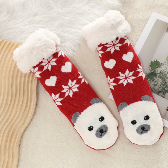 Fanient Women's Fuzzy Slipper Socks with Non-Slip Grippers Fleece Sherpa Lined Warm Socks Christmas Gifts for Womens Mens