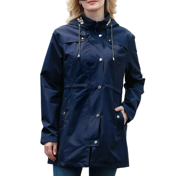 Fanient Women's Waterproof Rain Jacket Lightweight Windbreaker Jacket Long Hooded Rain Coats Trench Coat for Women