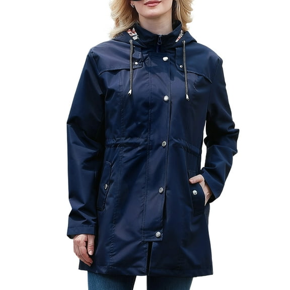 Fanient Women's Waterproof Rain Jacket Lightweight Windbreaker Jacket Long Hooded Rain Coats Trench Coat for Women