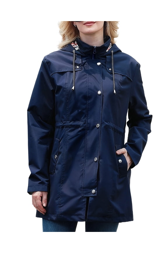 Women's Waterproof Rain Jacket Lightweight Windbreaker Jacket Long Hooded Rain Coats Trench Coat for Women