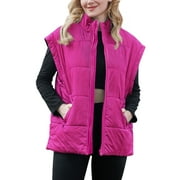 FANIENT Womens Oversized Puffer Vest Sleeveless Zip Up Padded Jacket Vest Lightweight Winter Coat Outwear