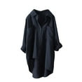 thumbnail image 1 of Fanixng Cotton Linen Shirt for Women Button Down Long Sleeve Shirt with High Low Hem Tunic Blouse Boyfriend Style Oversized Shirt Linen Shirts For Women Beach Blue,XL, 1 of 3