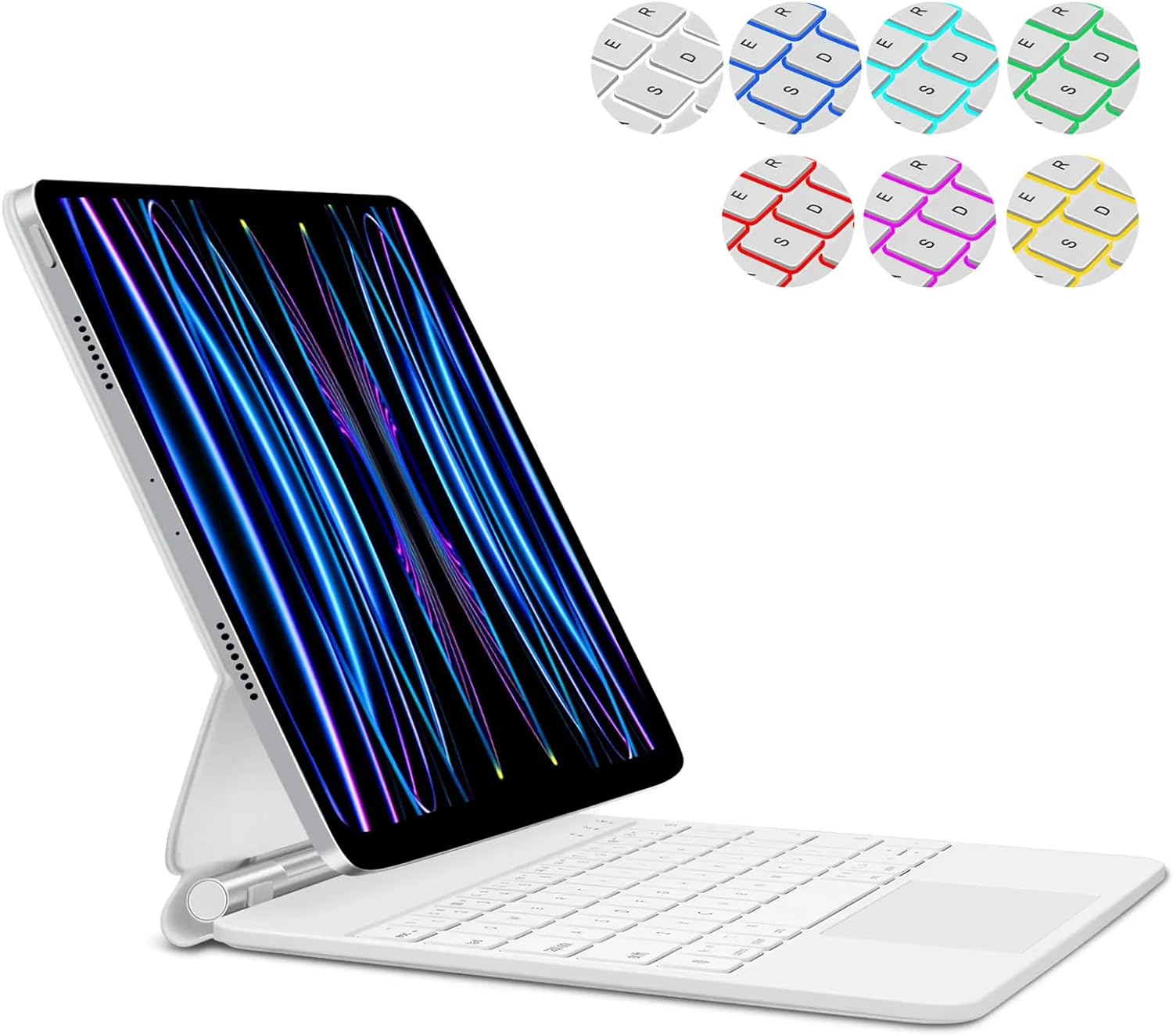 Fanji iPad Air 13 inch Case 2024 with Keyboard M2, iPad Air M2 13-Inch Magnetic Wireless Keyboard, Slim Folio Cover with Multi-Touch Trackpad, Floating Stand, Rainbow Color Backlit Keyboard
