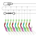 thumbnail image 1 of Fanjie 10Pcs Sabikis Rigs Bait Fishing Feather Lures Sea Herring Baits Simulated Fish Skin String Hooks Finished Line Set, 1 of 9