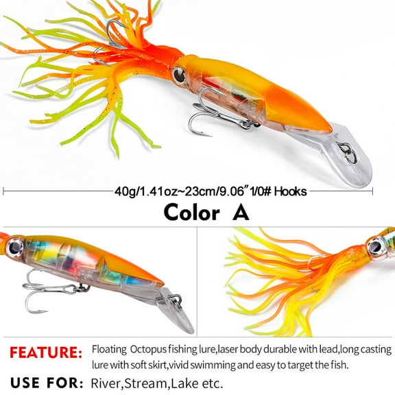 Fankenuo 14cm Squid Lure with Tentacles - 40g Realistic Fishing Bait A Plastic packaging