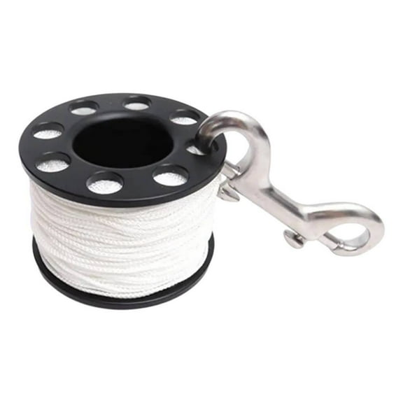 Fankenuo 15M/30M/50M Scuba Diving Spool Finger Reel With Stainless Steel Double Ended Hook SMB Equipment For-Cave Dive 50m