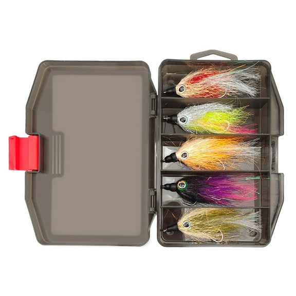 Fankenuo 5pc Reflective Fishing Lures Fly Fishing Hook With Box Double Hook Bait Baitfish