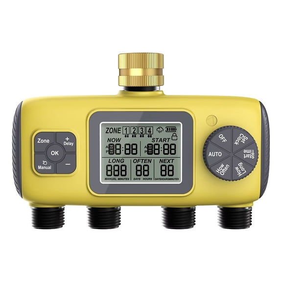 Fankenuo Automatic 4-Way Garden Irrigation Timer Watering Control, Threaded for BSP 3/4"