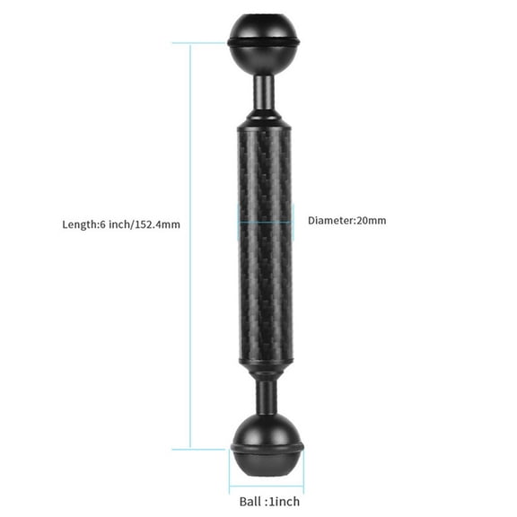 Fankenuo Diving Action Camera Dual Ball Buoyancy Extension Rod for Underwater Photography 6 inches