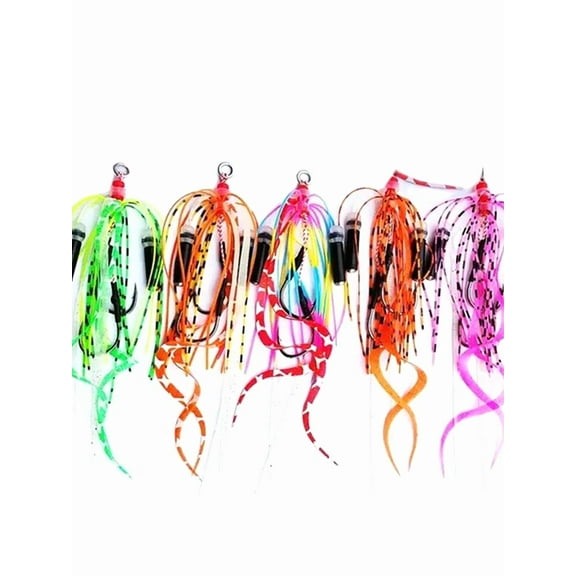 Fankenuo Silicone Skirt with Bell for Snapper Skirt Rubber Jig Head BKK Sea Fishing Hook 1#