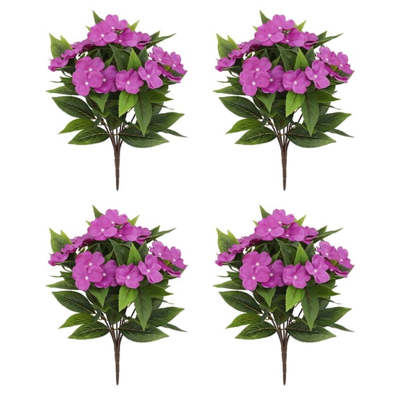 Fankenuo Vibrant 4 Pcs Artificial Impatiens Flowers for Year-Round Outdoor Decor! AHF678-550-6 purple