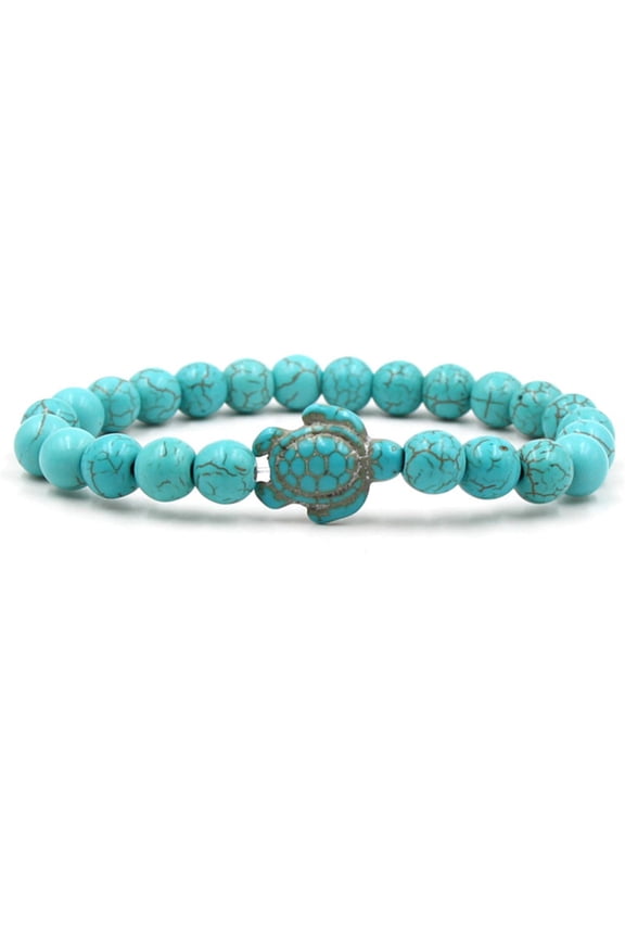 Bohemian Style Jewelry Turtle Turquoise Pendant Bracelet Beaded Bangle, for Personal Care