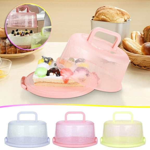Fankiway Cake Carrier with Handle, Cake Holder with Cover Lid, Round Cupcake Container Saver Transporter for Pies Cookies Nuts Fruit Storage