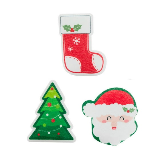 Fankiway Christmas Sponges Kitchen Dual Sided Dish Christmas Sponges Christmas Tree Santa Claus Christmas Stocking Shape Household Cleaning Sponge