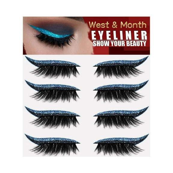 Fankiway Eyeliner Stickers Reusable Eyeliner Sticker Glitter Self-adhesive Eyeliner And Eyelash Stickers Eye Line Strip Sticker for Women Girl Halloween Makeup Gifts