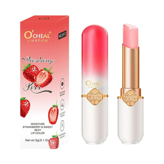 Fankiway Fruit-flavored Color-changing Lip Balm, Peach Strawberry Blueberry Tinted Lip Balm, Moisturizing Lip Care Primers Temperature-changing Jelly Lipstick, Lip Care Balm 3g