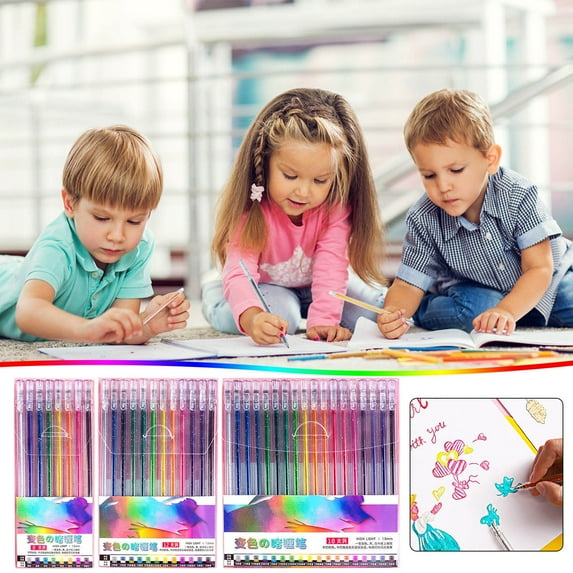 Glitter Gel Pen Set, New Glitter Gel Pens for Coloring Books, Artist Colored Gel Markers Colorful Pens Neon Gel Pens for Coloring Books and Drawing