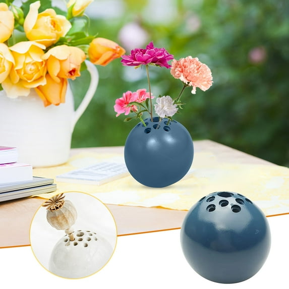 Fankiway Handmade Resin Miniature Vase - intended to Hold the Tiny Road-Side Flowers Picked by Children, Flower Family Atmosphere Decorative Vase, Round Vase Arrangement Ornament
