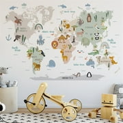 Fankiway Home Decor Kids Educational Removable World Map Peel And Stick Large Wall Decals Stickers For Children Nursery Bedroom Living Room Home Decor Gifts