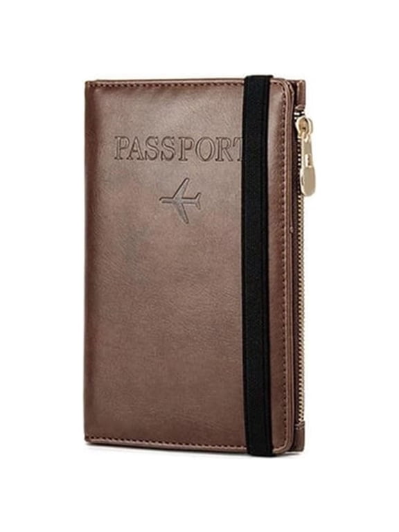 Fankiway Leather Passport Holder Travel Wallet For Men And Women, Multifunctional Ultra-thin Portable Wallet, With Zippers, Best Gift for Family and Friend