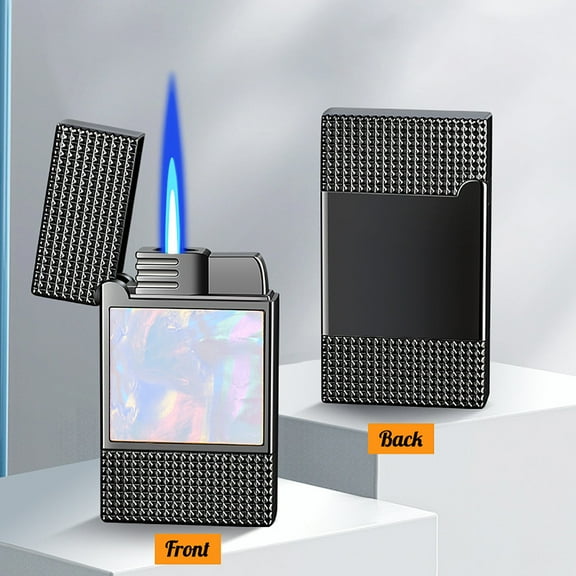Fankiway Lighters for Candle, High End inlaid Metal Windproof Blue Flame Lighter Personalized Lighter