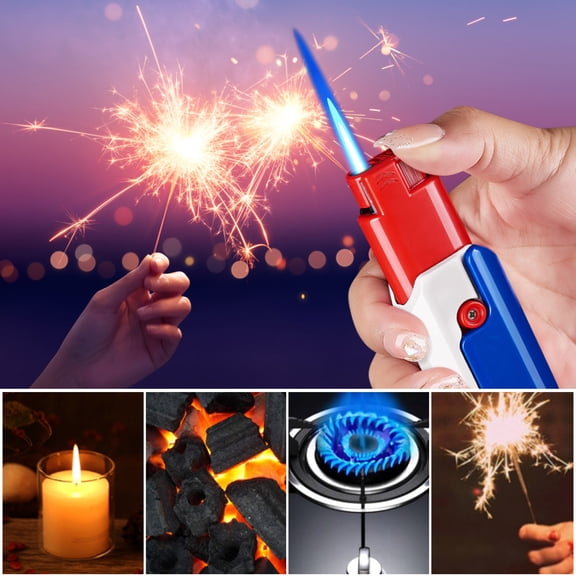 Fankiway Lighters for Candle, Windproof inflatable Lighter with Retractable and Foldable Cool Lighter Blue Flame