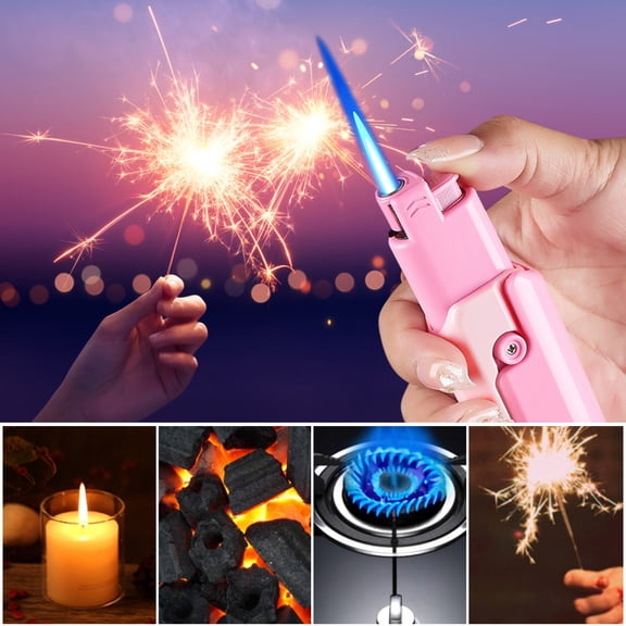 Fankiway Lighters for Candle, Windproof inflatable Lighter with Retractable and Foldable Cool Lighter Blue Flame