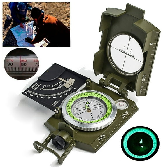 Fankiway Military Aiming Navigation Compass with inclinometer,Military Pocket Metal Sighting Compass Clinometer Hiking Camping, Home & Kitchen Product