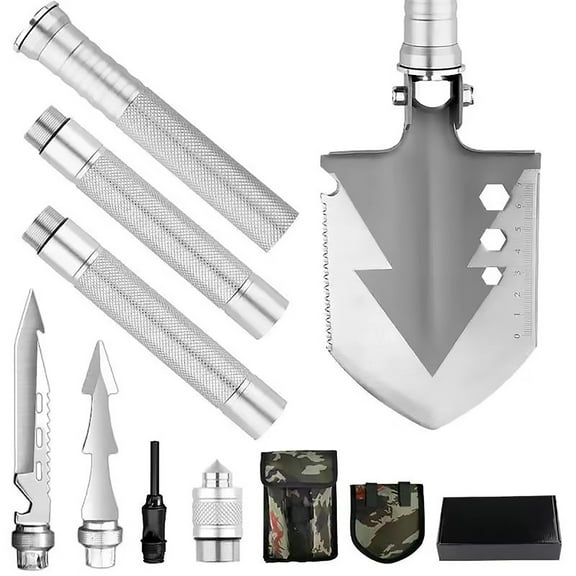 Fankiway Multi-Purpose Camping Survival Manganese Steel Multifunctional Engineer Shovel Special Outdoor Car Carrying Field Fishing Folding Digging Shovels, Home & Kitchen Product