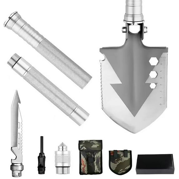 Fankiway Multi-Purpose Camping Survival Manganese Steel Multifunctional Engineer Shovel Special Outdoor Car Carrying Field Fishing Folding Digging Shovels, Home & Kitchen Product