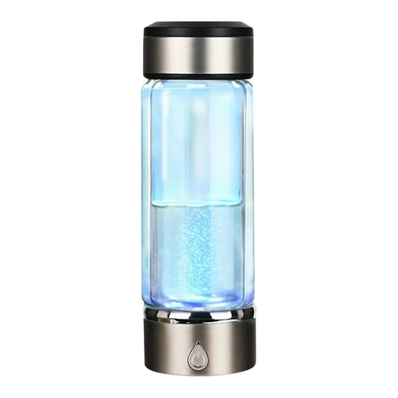 Fankiway Rich Hydrogen Cup, USB Rechargeable Hydrogen Water Bottle, Portable Glass Bottles Weak Alkaline Cup Anti-Oxidation and Anti-Aging Glass Health Cup, Micro Electrolysis Hydrogen Production Cup