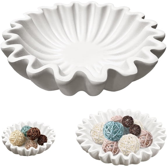 Fankiway Ruffled Decorative Bowl - Living Room Design Coffee Table Bookshelf and Console Table Design Home Decoration Home Room Decor on Clearance