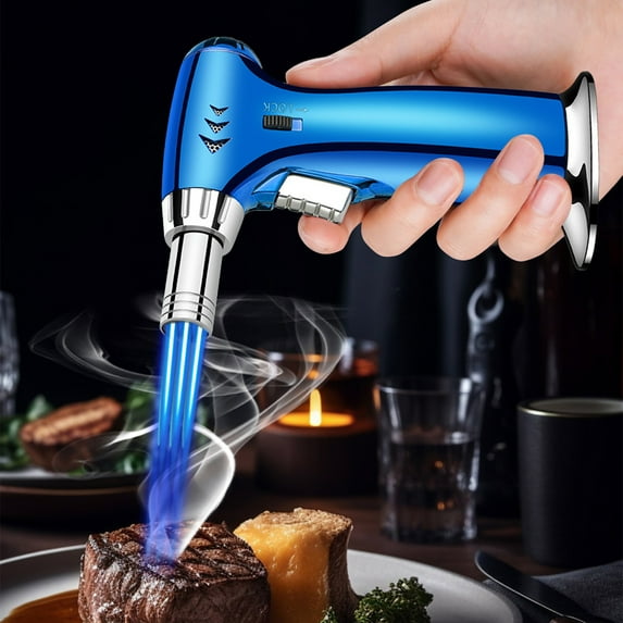 Fankiway Scorch Torch Lighter, Windproof Straight Torch Blue Flame Lighter Butane Torch Turbine Torcher Inflatable Gas Windproof Lighter Refillable Butane Lighter For Outdoor BBQ Baking