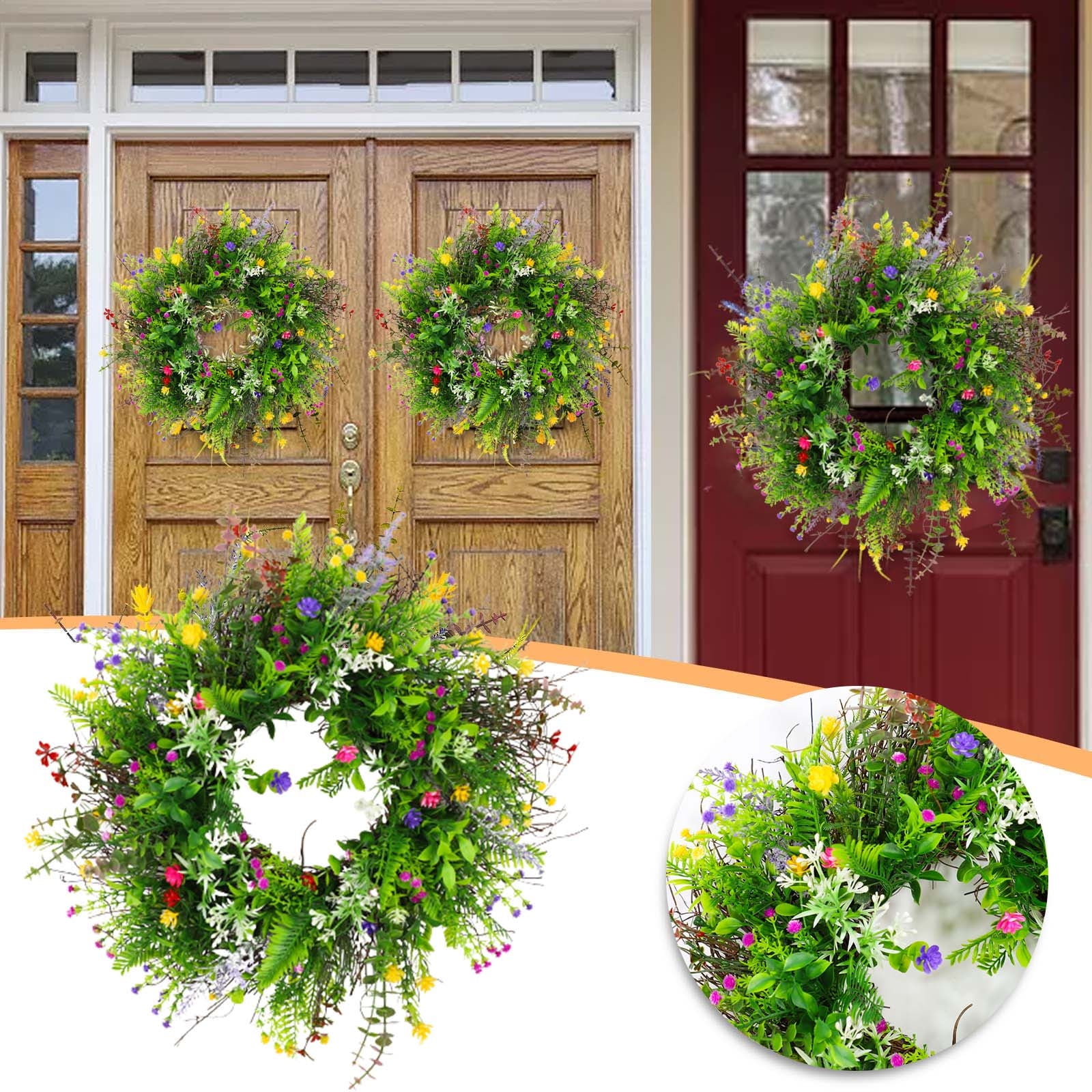 Spring wreath for front door, Summer store wreaths for front door, Year round wreath, Hello wreath, Hydrangea wreaths, Wild flower wreaths