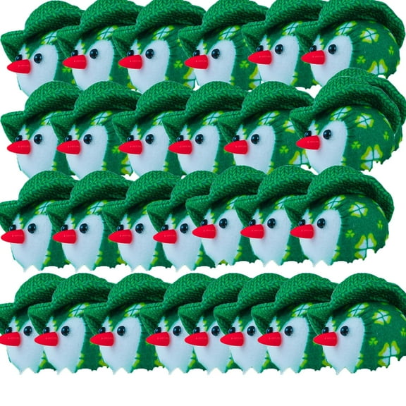 Fankiway St.Patrick's Day Glowing Green Bird, St.Patrick's Day Birds Decor, Lighted Fabric Bird Figurines with Hat & Leaf Clovers, Tabletop Standing Bird Ornaments, for Home Kitchen Table Window