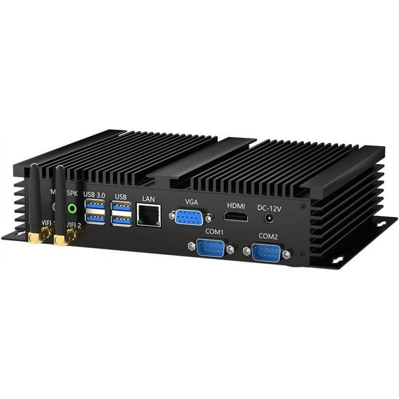 Fanless Industrial Mini PC, Desktop Computer HTPC i5-1135G7 Windows 10 Pro, 8G DDR4 RAM 512GB SSD, 2xCOM 4xUSB 3.0, 4K HDMI/VGA, Gigabit Ethernet 2.4G+5G WiFi, Full Metal Case, Auto Power On