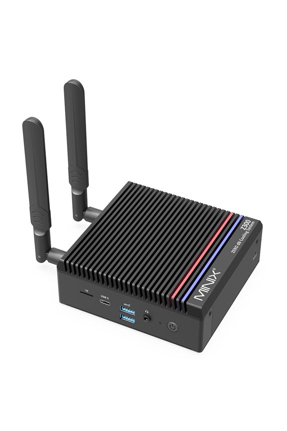 Fanless Mini PC  Premium Processor, 4/8/16GB DDR4 RAM, 128/256/512GB M.2 PCIe SSD, 4K@60Hz Dual Display, Wi-Fi 6 & Bluetooth 5.2 MINIX Z300-0dB