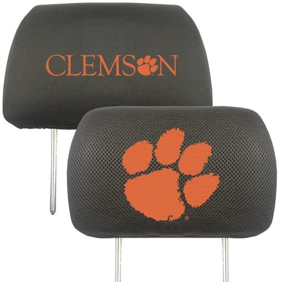 Fanmats 12562 Clemson Tigers Embroidered Head Rest Cover Set - 2 Pieces