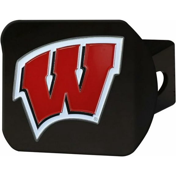 Fanmats 22854 Wisconsin Badgers Black Metal Hitch Cover - 3D Color Emblem