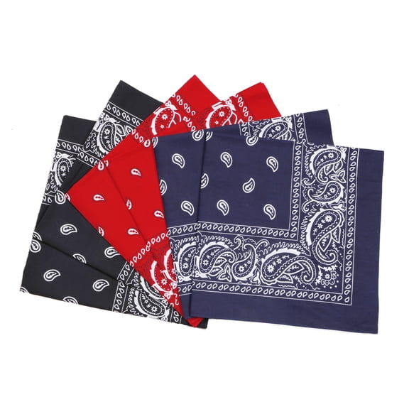 Fanni Youpin Paisley Cowboy Bandanas 6 Pack 27x27 inches Large Thick Cotton handkerchiefs for Men Women Mixed colors